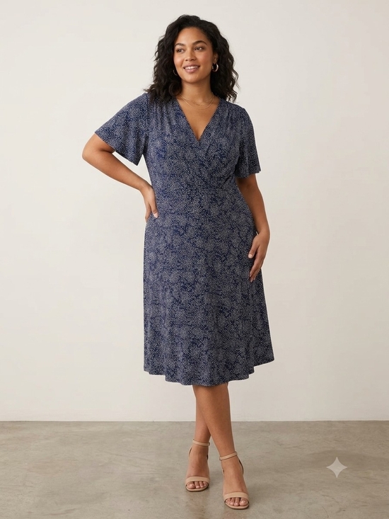 Gilli Dresses & Skirts - NWT Gilli Audey Knit Dress Navy White Polka Dot Dress